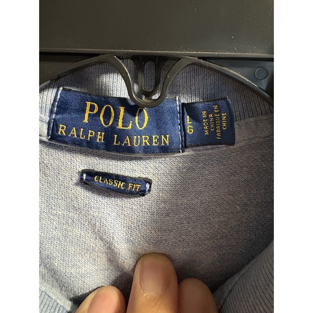 Polo Ralph Lauren Polo Shirt Mens Large Blue Classic Fit Cotton Mesh Top - Picture 2 of 5